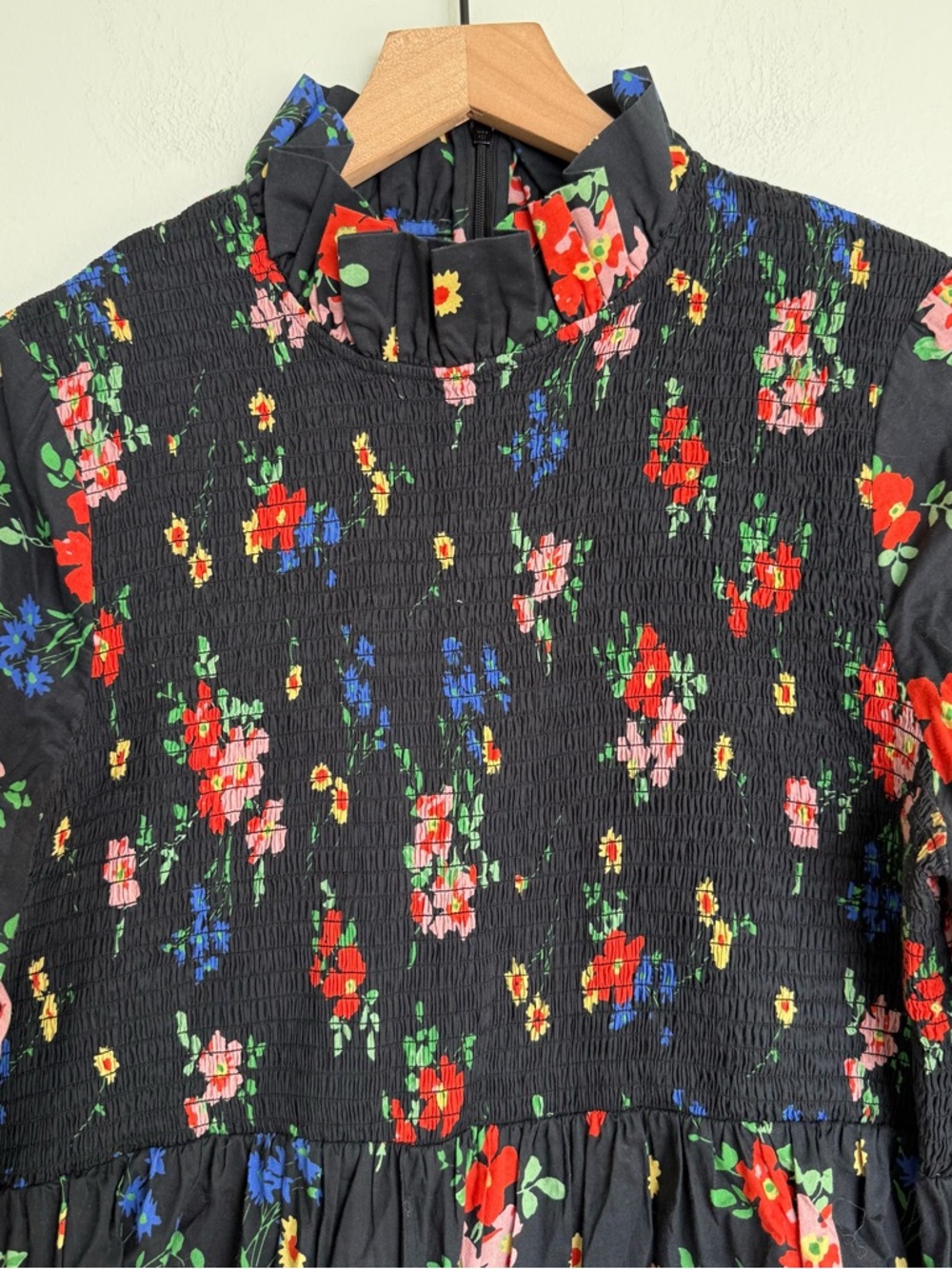Tuckernuck After Light Amaryllis Rowen Floral Black Top Smocked Peplum - Picture 5 of 9
